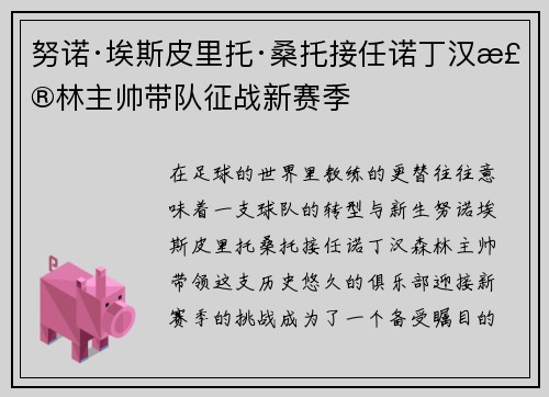 努诺·埃斯皮里托·桑托接任诺丁汉森林主帅带队征战新赛季